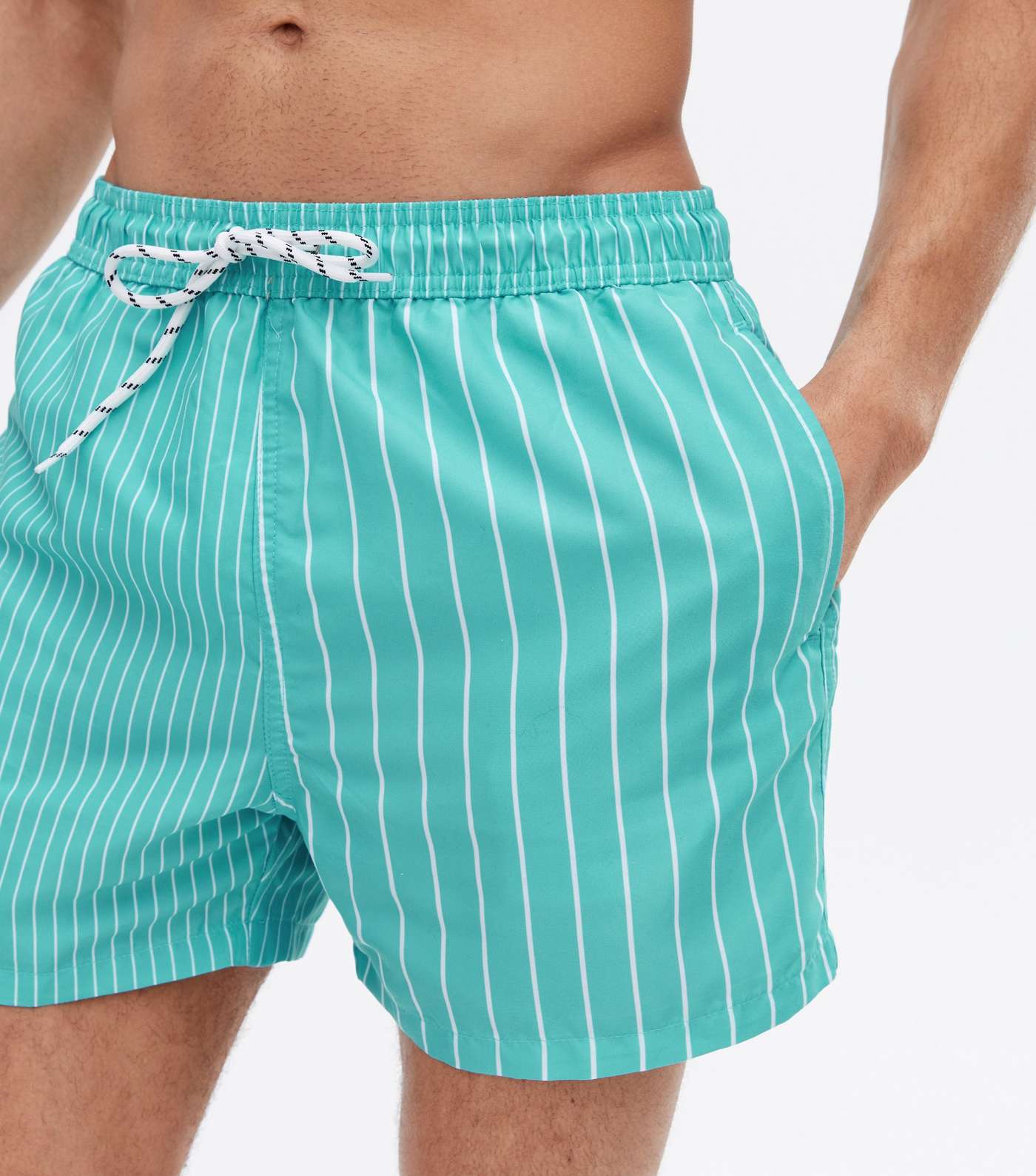 Turquoise Stripe Swim Shorts Image 4