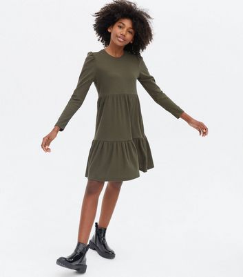 KIDS ONLY Khaki Ribbed Tiered Long Puff 