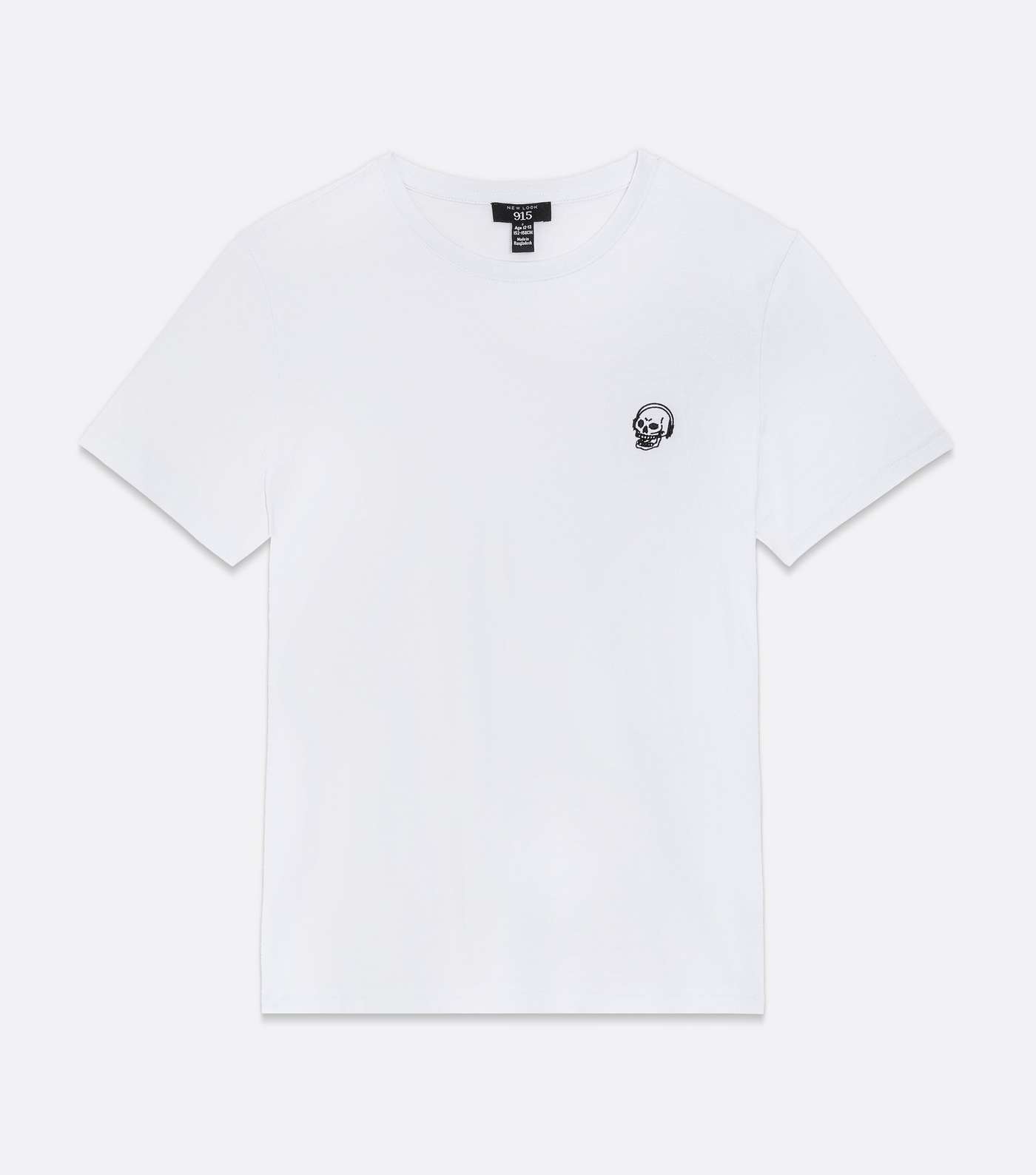 Boys White Skull Embroidered Crew T-Shirt Image 5