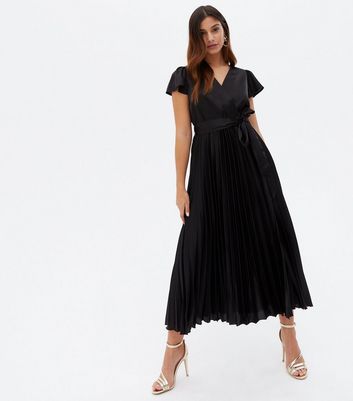 New look black cheap pleated dress