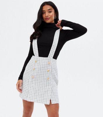 white check ruffle pinafore mini dress