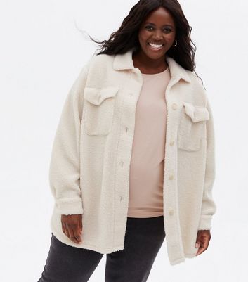 plus size cream shacket