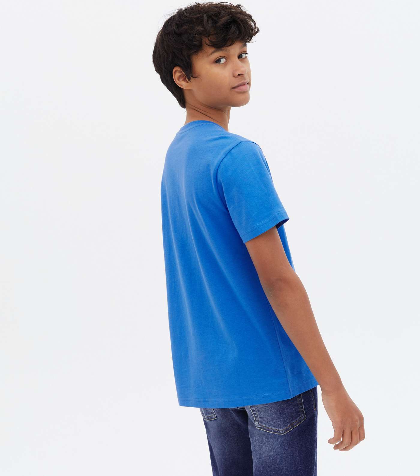 Boys Bright Blue NY Box Logo T-Shirt Image 4