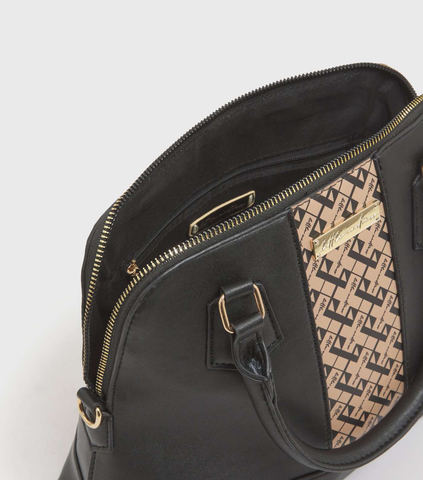 Little Mistress Black Leather-Look Grid Tote Bag Image 4