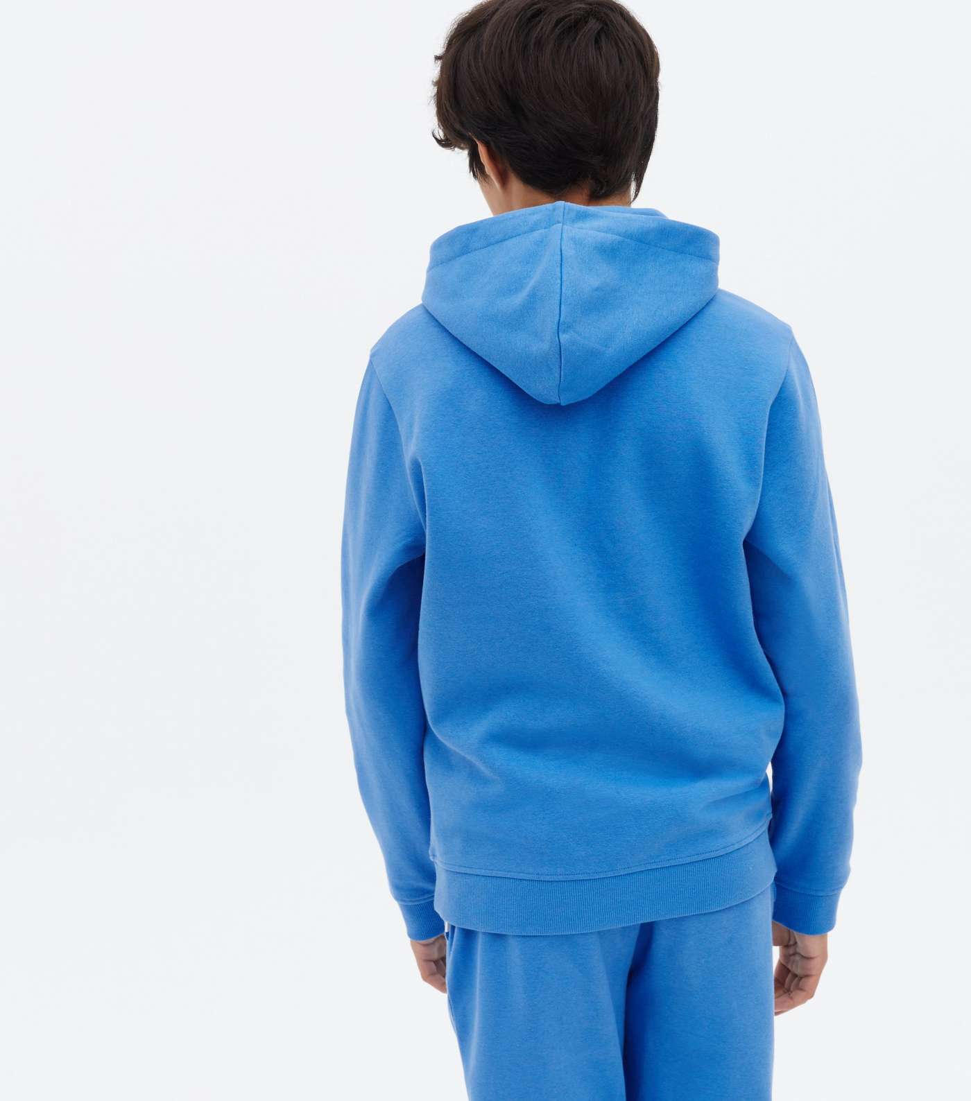 Boys Bright Blue Jersey Pocket Front Hoodie Image 4