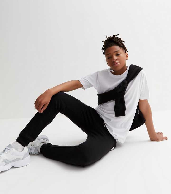 Boys Black Jersey Joggers