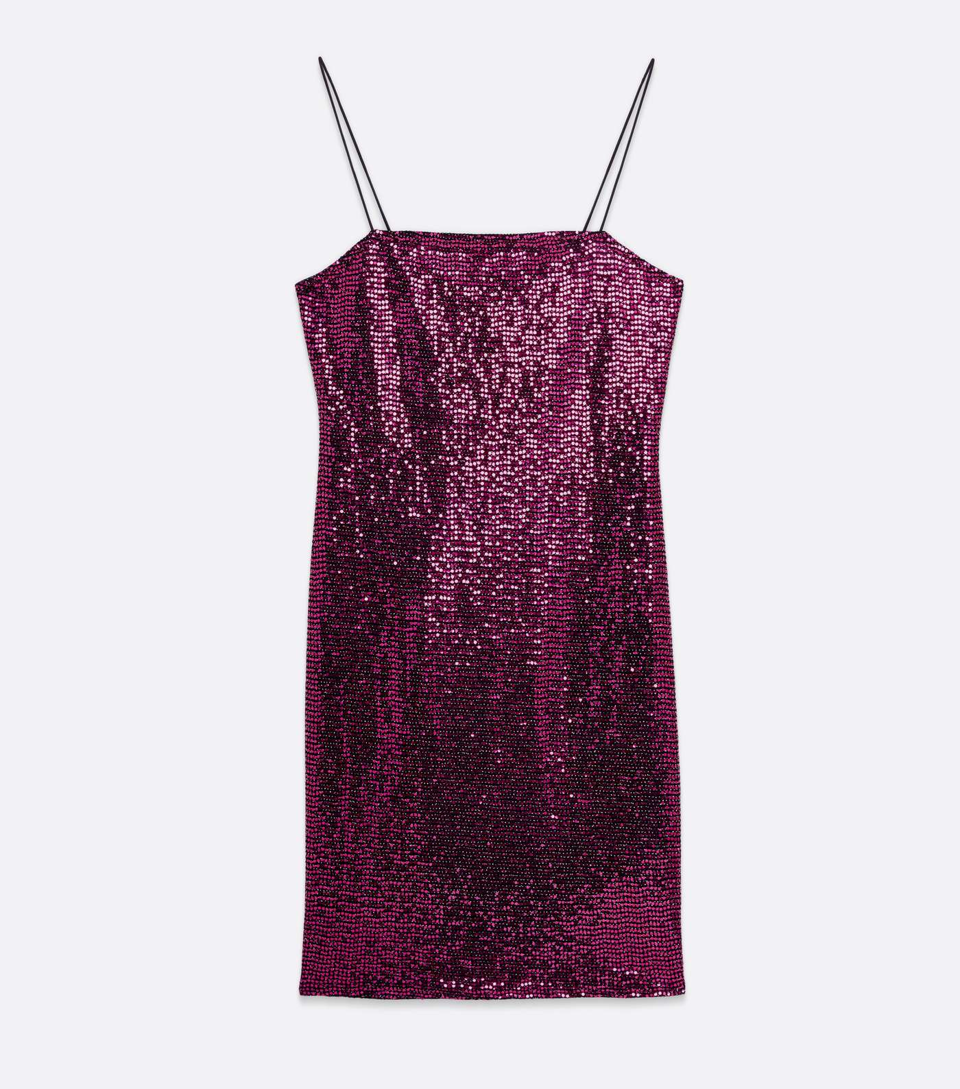 Pink Sequin Square Neck Strappy Mini Dress Image 5