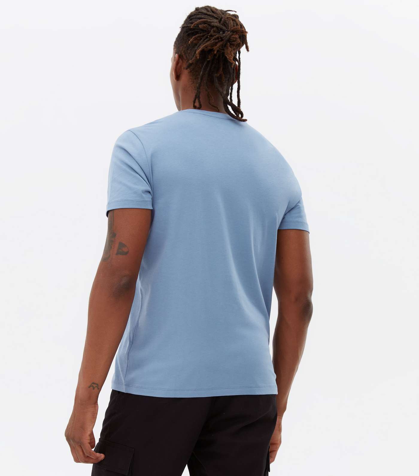 Blue Short Sleeve Crew Neck T-Shirt Image 4