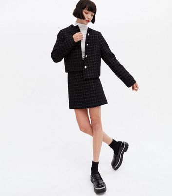 Click to view product details and reviews for Black Check Glitter Boucl&eacute; Jacket New Look.