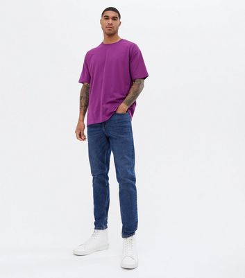 Herrenmode Bekleidung für Herren Purple Short Sleeve Crew Oversized T-Shirt
