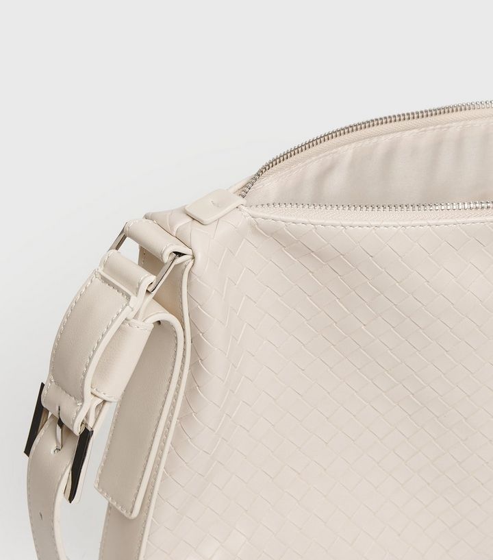 Permission Sincerity Sequel NA-KD Cream Woven Leather-Look Shoulder Bag | New Look