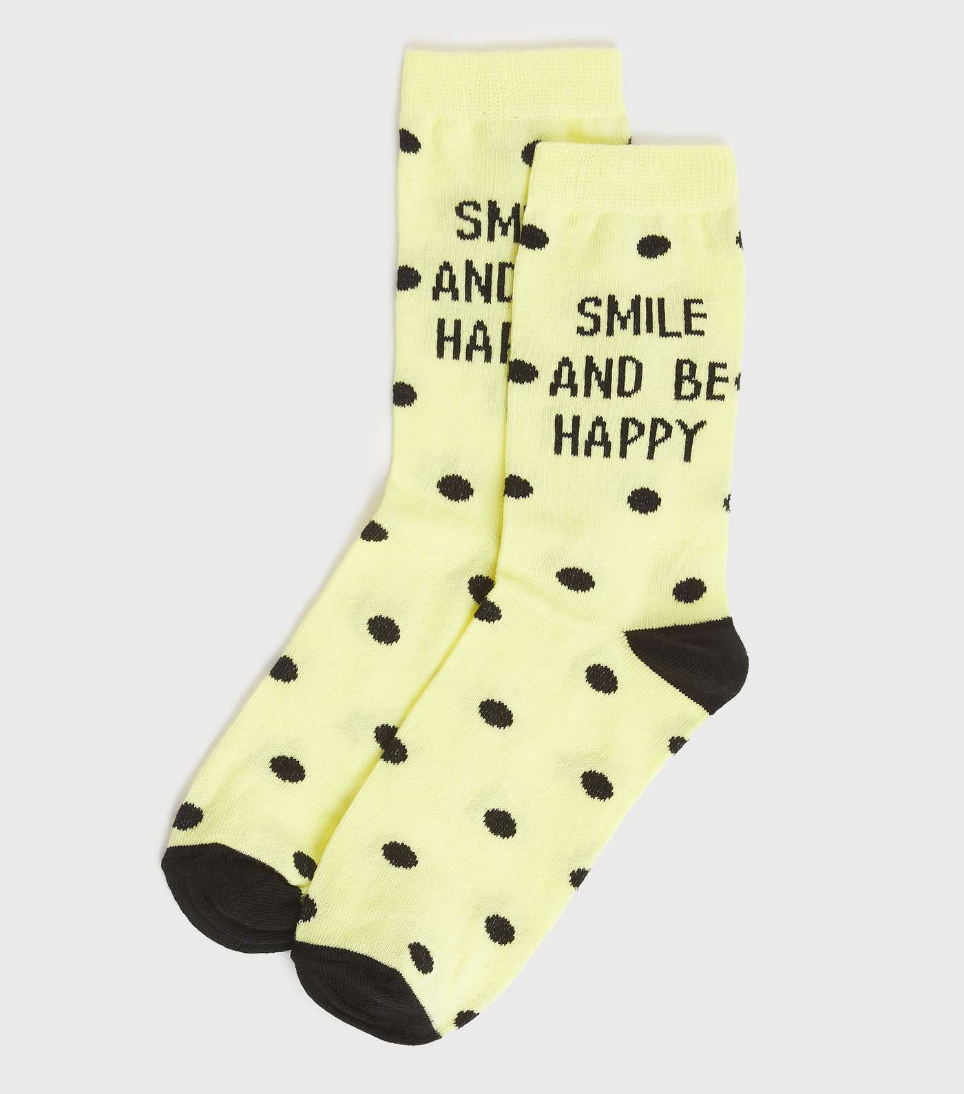 Yellow Spot Smile and Be Happy Logo Socks