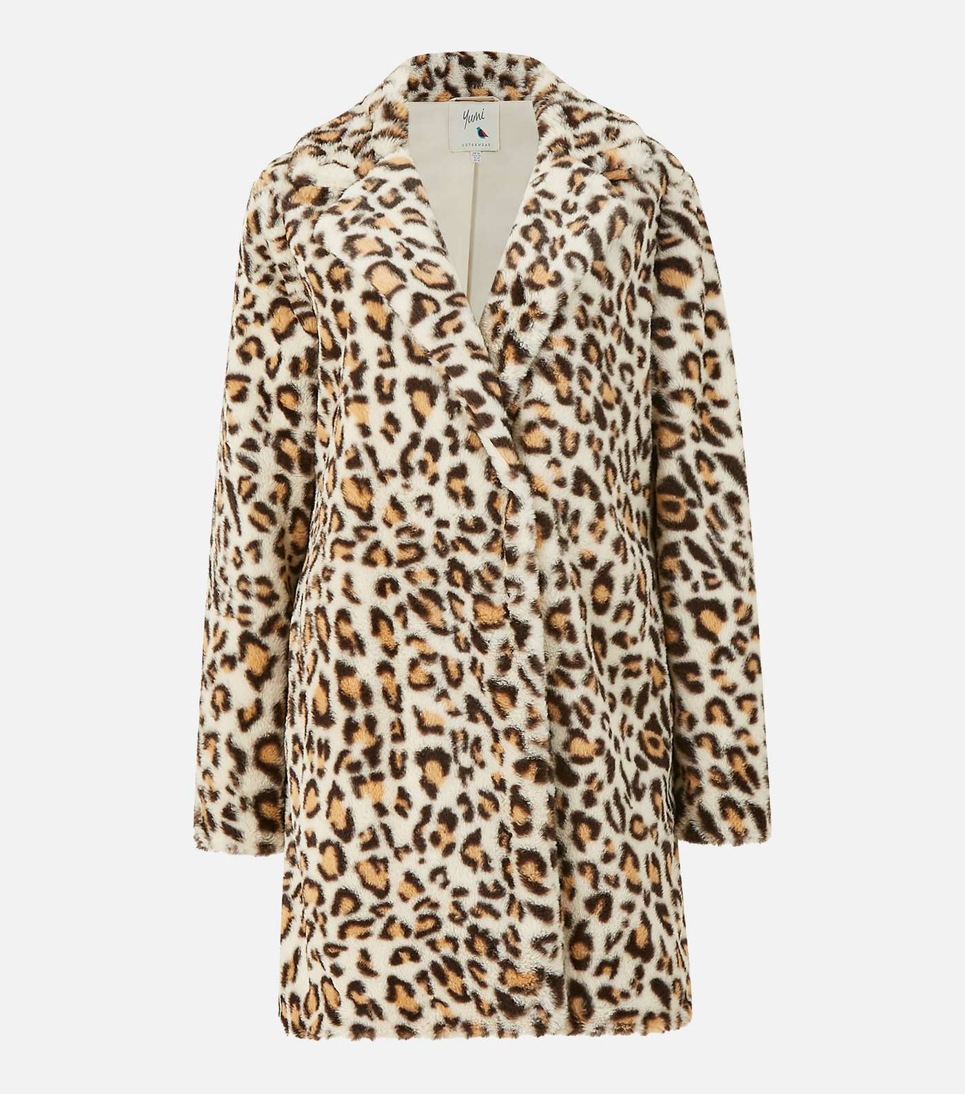 Yumi Off White Leopard Print Faux Fur Coat Image 4
