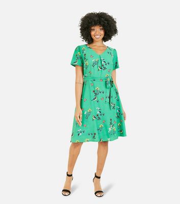 green skater dress new look