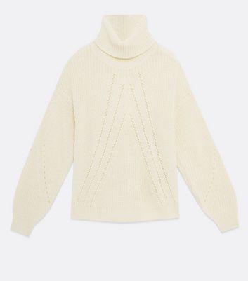 Jdy Cream Stitch Knit Roll Neck Jumper New Look