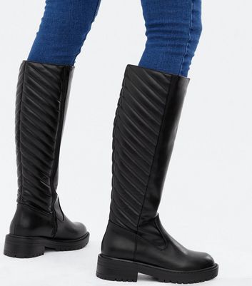 womens black quilted boots