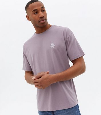 Purple Mushroom Embroidered Oversized T 