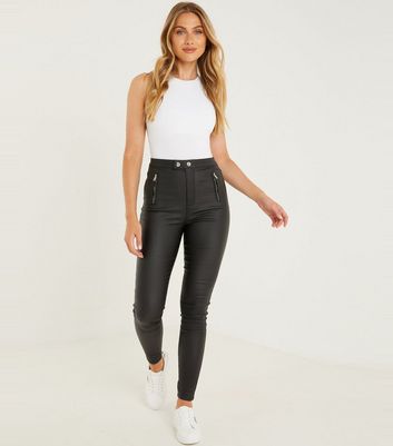 Seam Detail Skinny Faux Leather Trousers  Nasty Gal