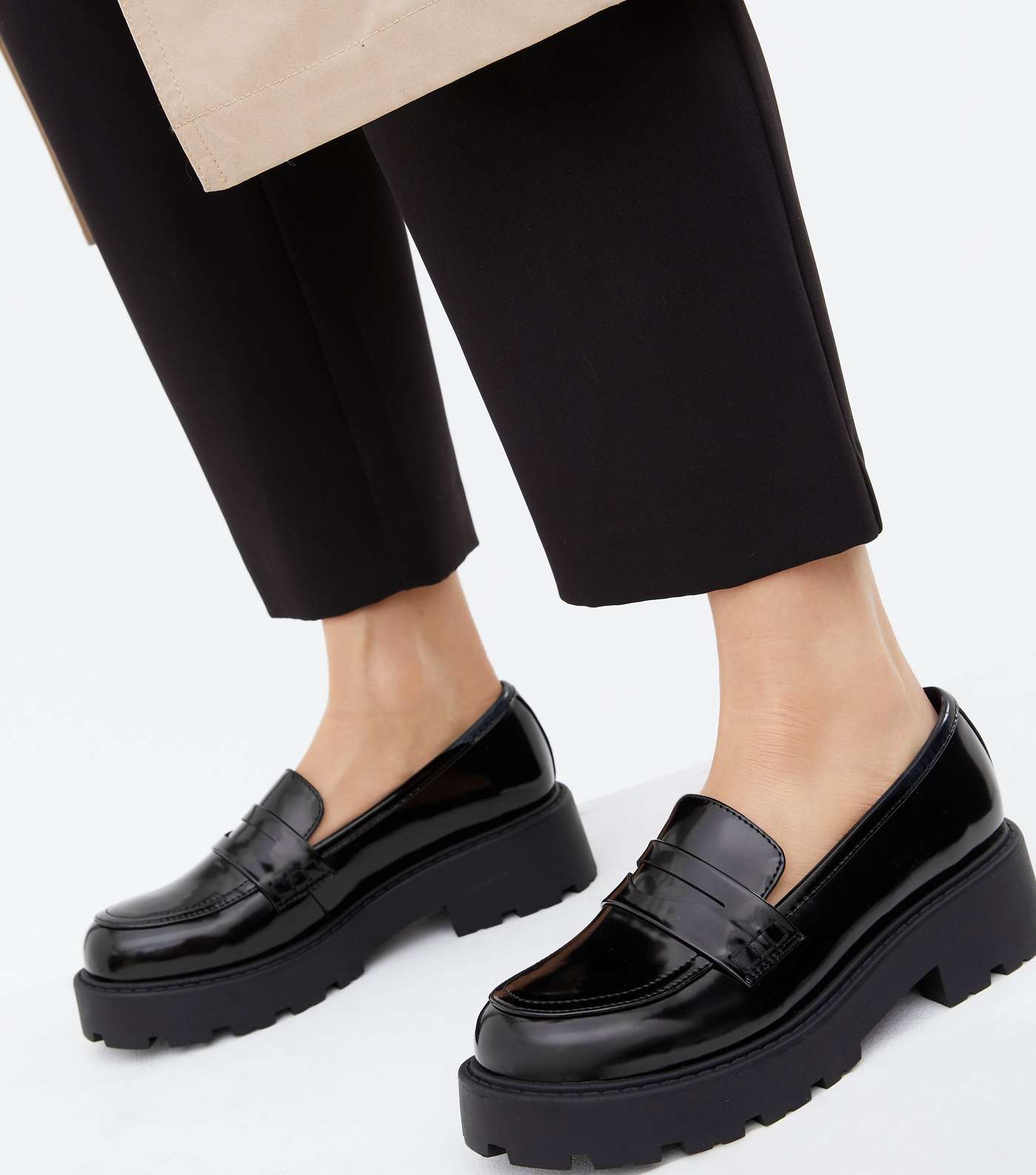 Black Chunky Cleated Loafers Image 2