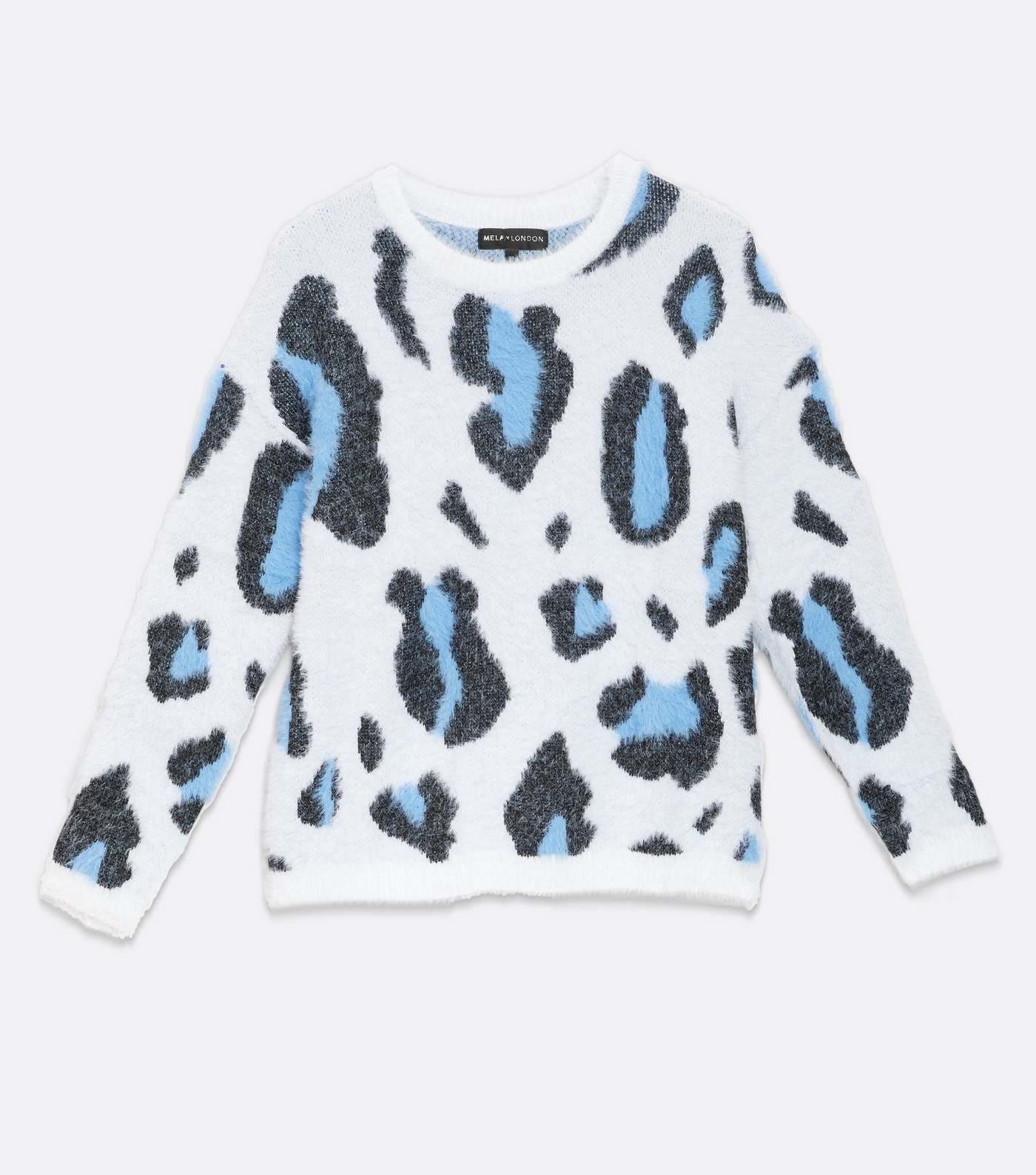 Mela White Leopard Print Fluffy Knit Jumper Image 5