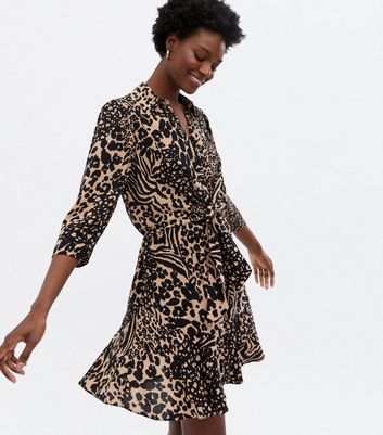 New look leopard print best sale shirt dress