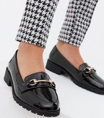 New look black patent deals loafers