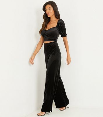  Other Stories crushed velvet wide leg trousers in black  ASOS
