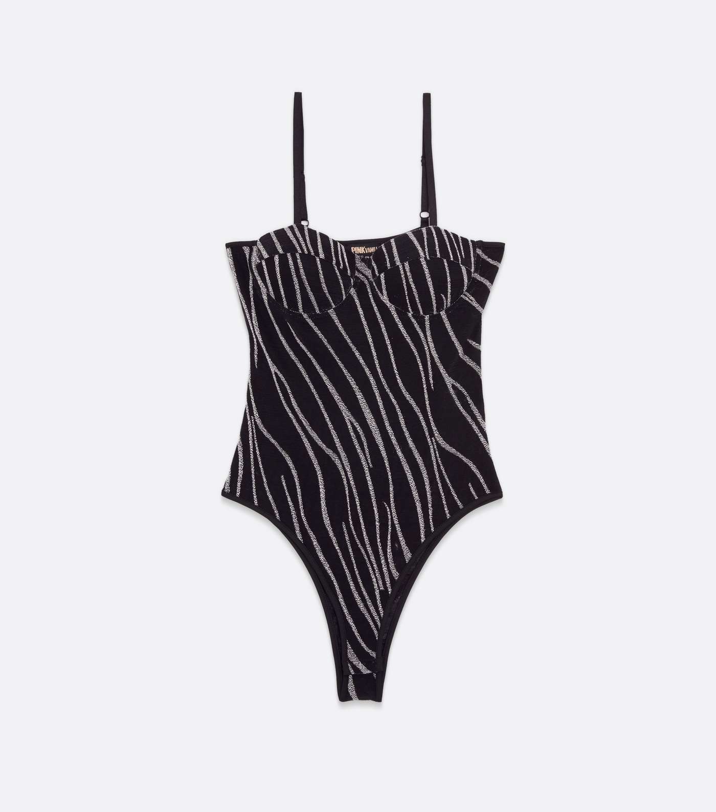 Pink Vanilla Silver Zebra Print Bustier Bodysuit Image 5