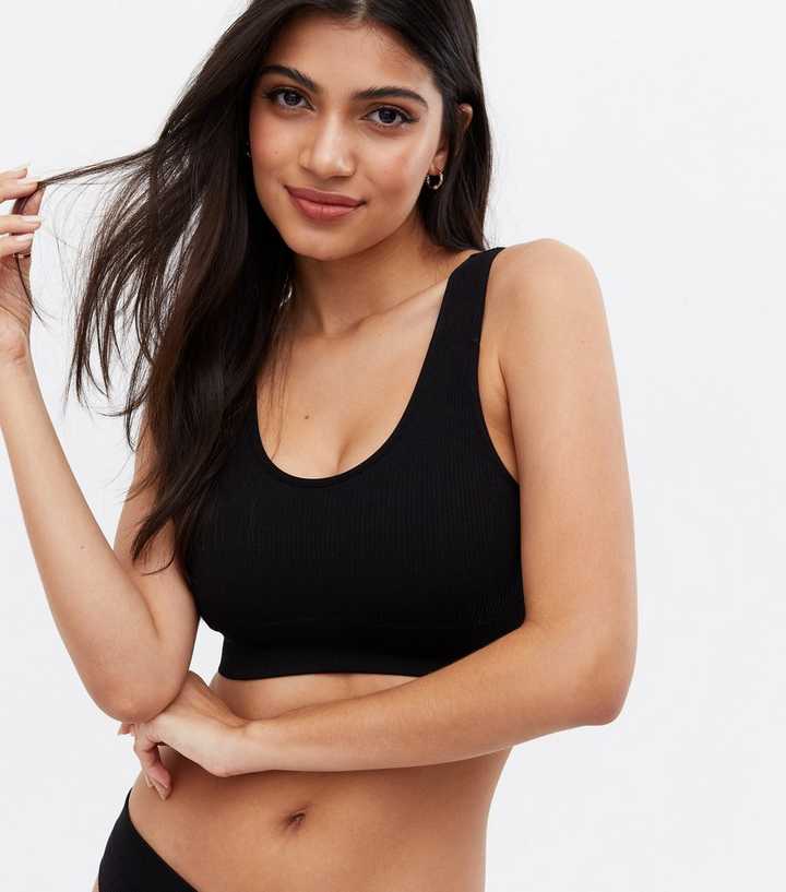 Black Seamless Crop Top Bra