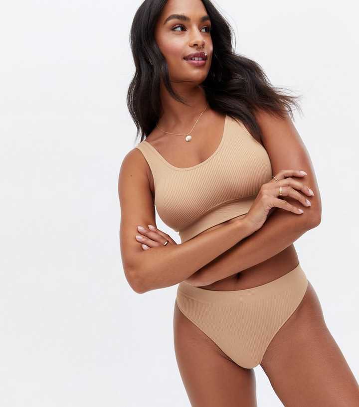 Tan Seamless Crop Top Bra