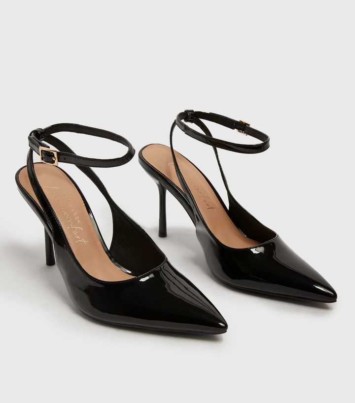 black slingback stiletto heels