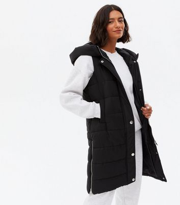 black long padded gilet womens