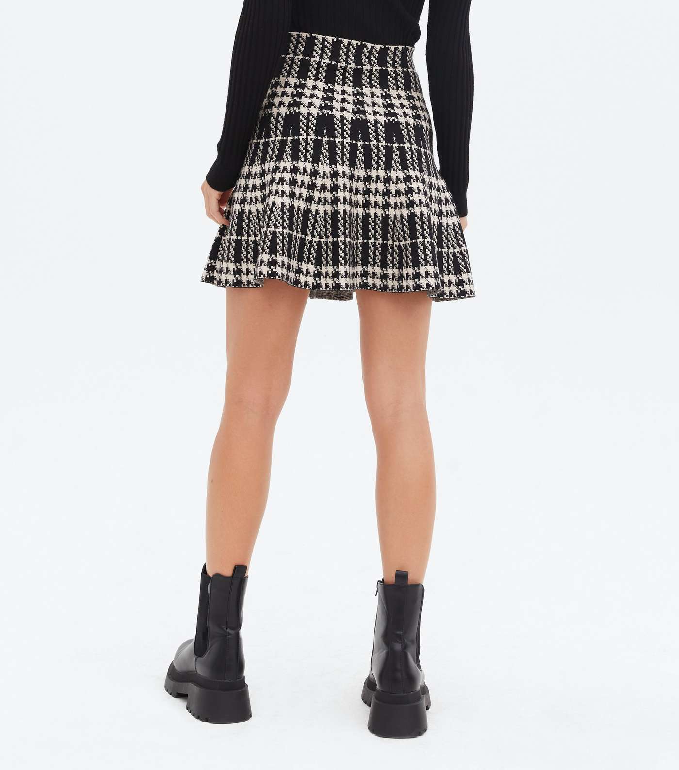 Pink Vanilla Black Check Knit Skater Skirt Image 4