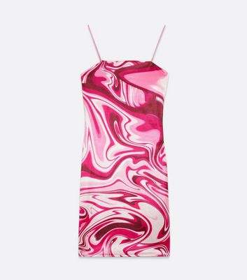 Pink Marble Satin Mini Bodycon Dress | New Look