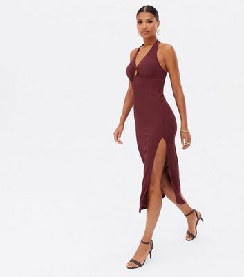 maroon ribbed dress