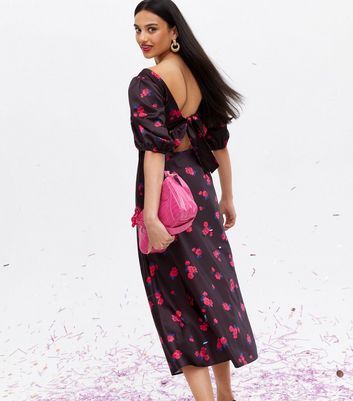 New look black dress with flowers hotsell