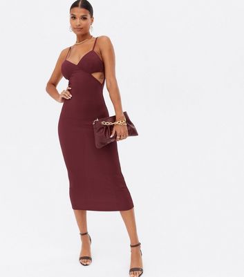 maroon ribbed dress