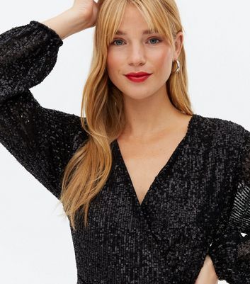 black long sleeve dress sequin