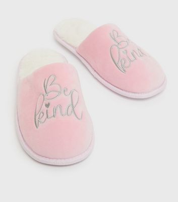 shop for Pink Be Kind Embroidered Mule Slippers New Look at Shopo