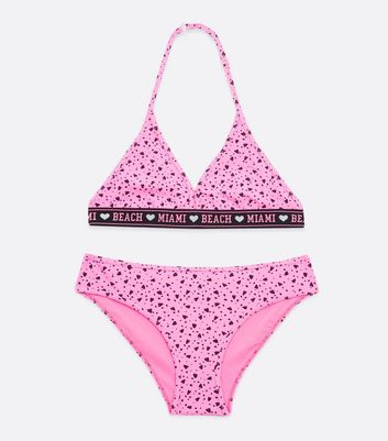 Teenager Bekleidung für Mädchen Girls Pink Heart Triangle Bikini Set