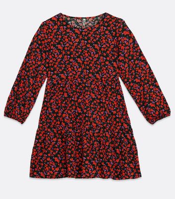 Jdy Black Ditsy Floral Long Sleeve Mini Dress New Look