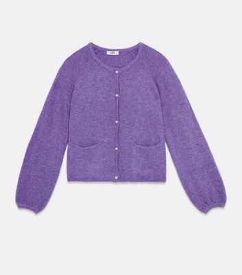 Jdy Purple Puff Sleeve Button Up Cardigan New Look