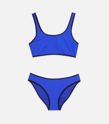 Girls Blue Scoop Bikini Set