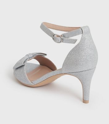 silver slingback kitten heels