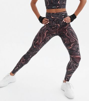 Black Marble High Waist Sports Leggings 