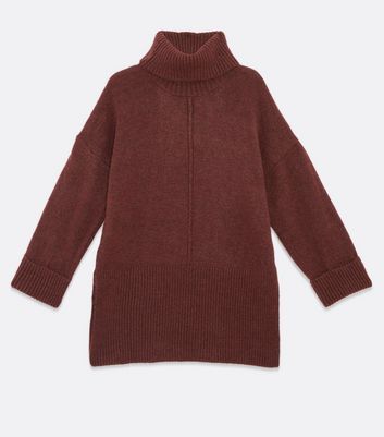 Only Petite Dark Red Roll Neck Long Jumper New Look