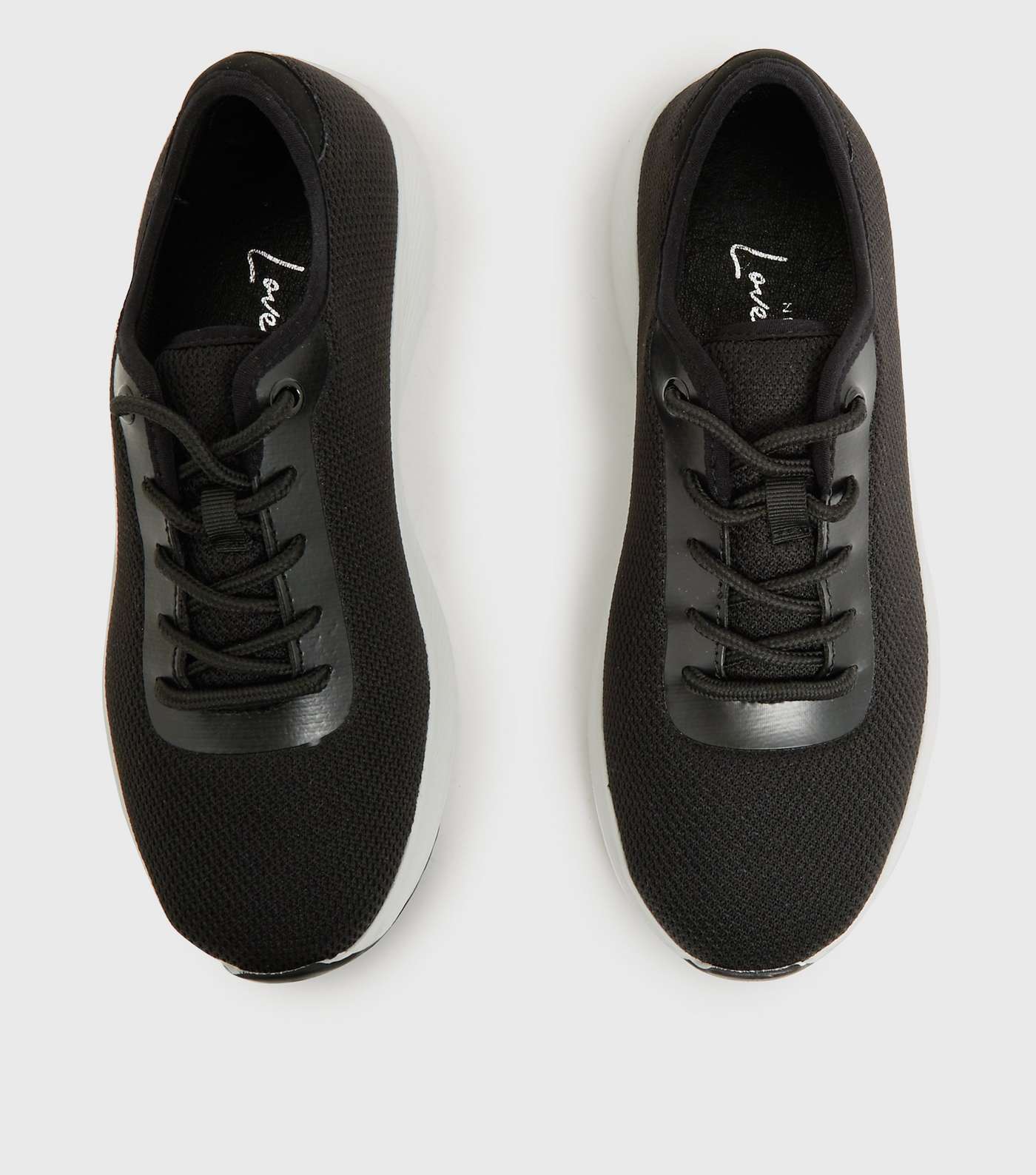 Black Knit Lace Up Sports Trainers Image 3