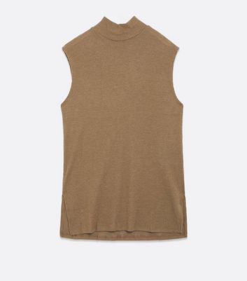 Click to view product details and reviews for Pieces Light Brown High Neck Vest Jumper New Look.