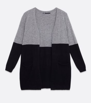 Only Black Colour Block Long Cardigan New Look