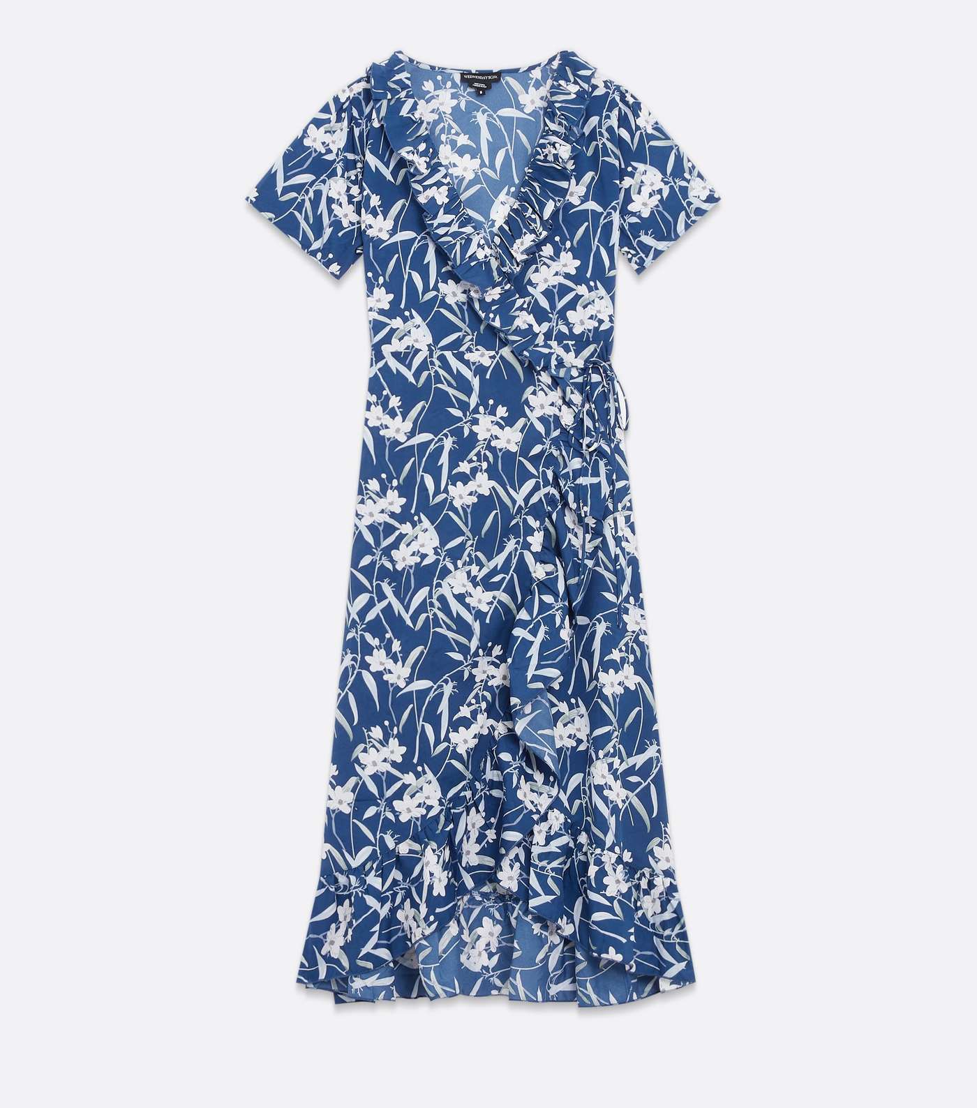 Wednesday's Girl Blue Floral Midi Wrap Dress Image 5